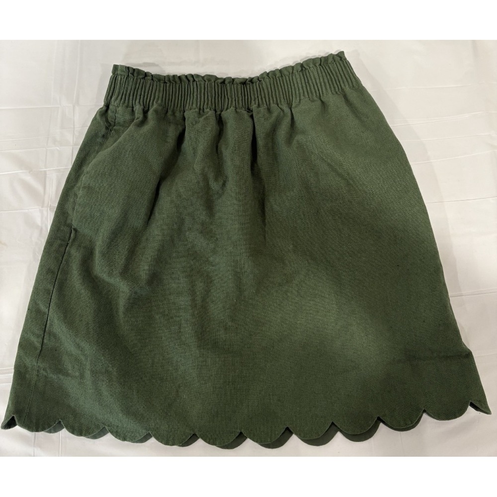 Re-Imagined by J. Crew Skirt Womens 6 Dark Hunter Green Olive Scalloped Lined‎